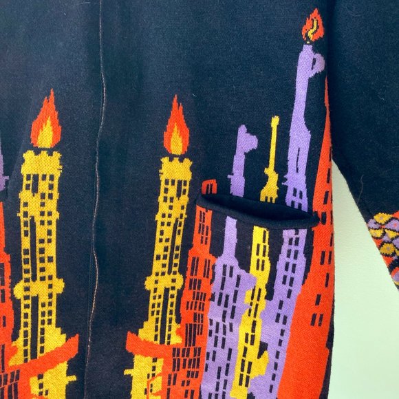 Elite Premium Denim Hoodie Cardigan Sweater SOFT Small Zipper Colorful Pattern - Picture 7 of 11